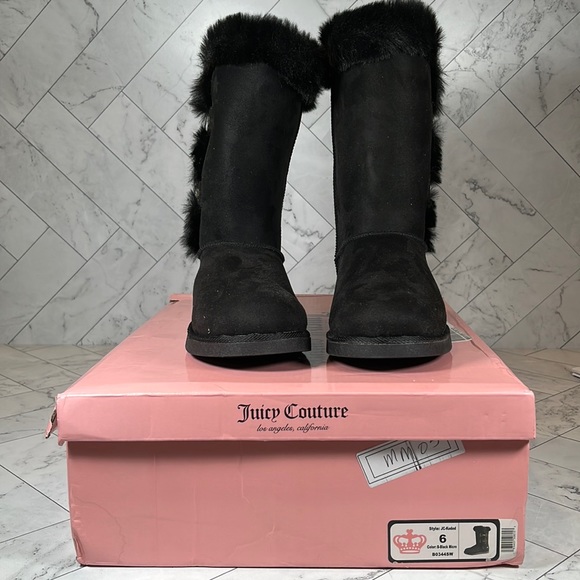 NWT Juicy Couture Juicy Couture Womens Koded Faux Fur Black 6M - Picture 2 of 10